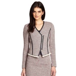 NEW REBECCA TAYLOR LEATHER TRIM TWEED JACKET